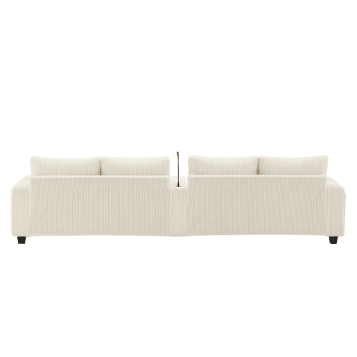 Sofá em U 334x128,5x81 cm - 4 lugares, USBType-C, LED, 2 pufes - Bege
