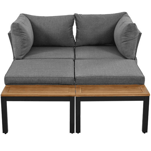 Conjunto de jardim com 2 sofás e mesa de centro,cinza Conjunto de jardim com 2 sofás e mesa de centro,cinza