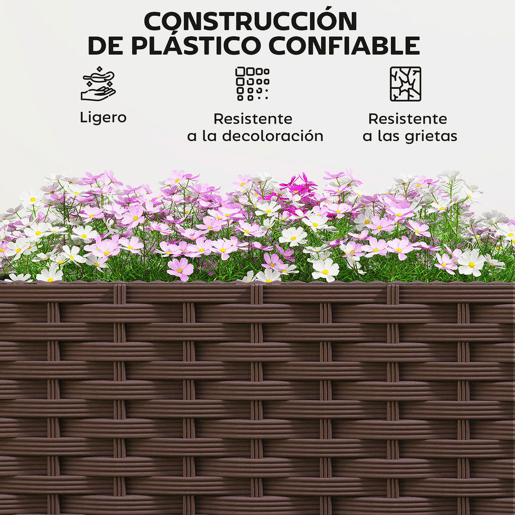 Outsunny Floreira com Treliça Ajustável Floreira Exterior com Rodas Bloqueáveis para Plantas Trepadeiras com Orifícios de Drenagem Floreira Elevada para Jardim Pátio Terraço 40x40x165 cm Castanho