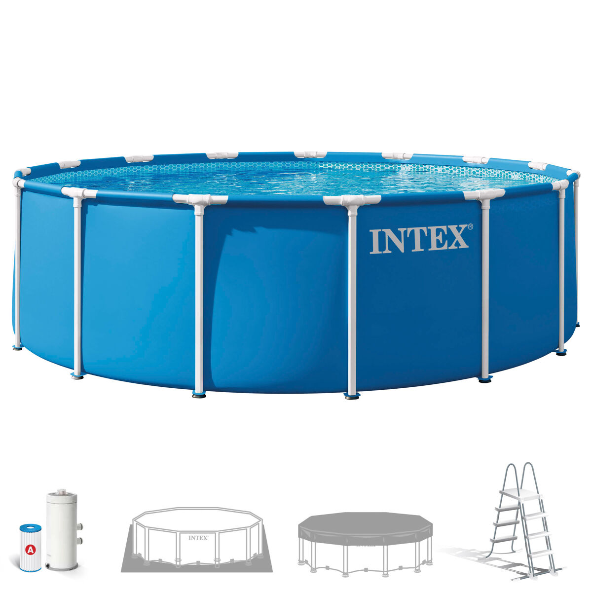 Intex piscina desmontable redonda metal frame 5 metros con depuradora y acccesorios