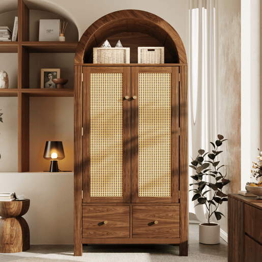 Roupeiro de madeira maciça com 2 portas batentes e 2 gavetas,noz Roupeiro de madeira maciça com 2 portas batentes e 2 gavetas,noz
