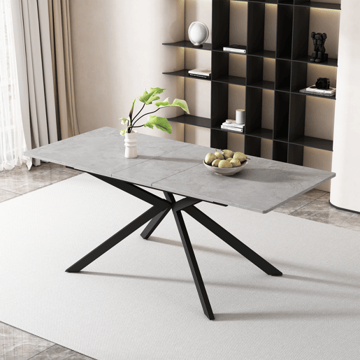 Mesa de jantar extensível retangular 150-180máx. cm de mdf,cinza