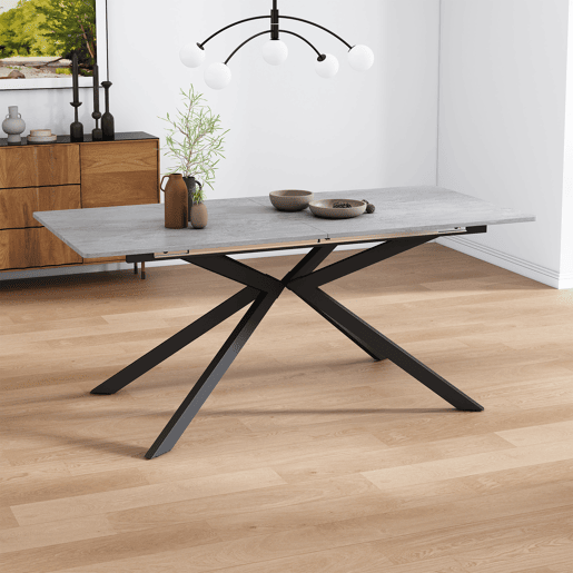 Mesa de jantar extensível retangular 150-180máx. cm de mdf,cinza