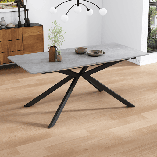 Mesa de jantar extensível retangular 150-180máx. cm de mdf,cinza