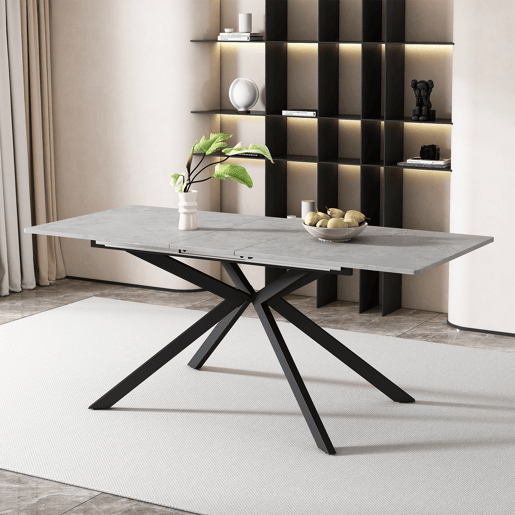 Mesa de jantar extensível retangular 150-180máx. cm de mdf,cinza
