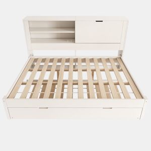 Sofá-cama duplo 140x190 cm - com cama extra 90x190, arrumação, USB - Branco