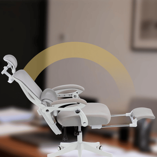 HOMCOM Cadeira de Escritório de Malha Reclinável com Apoio de Cabeça, Suporte Lombar, Apoio para os Pés e Altura Regulável, Cinzento Claro, 120 kg HOMCOM Cadeira de Escritório de Malha Reclinável com Apoio de Cabeça, Suporte Lombar, Apoio para os Pés e Altura Regulável, Cinzento Claro, 120 kg