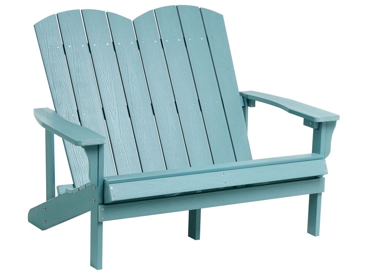 Beliani Banco Madera plástica Adirondack 125x73 Azul Claro