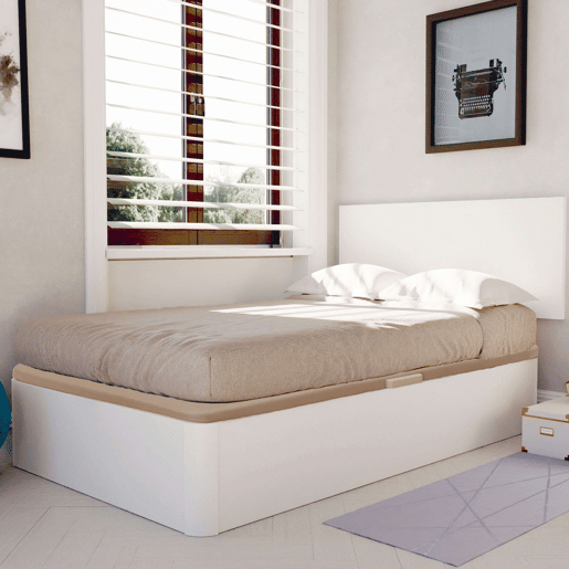 Sofá de quarto Reo 90x190 cm, branco, com abertura lateral, base estofada Sofá de quarto Reo 90x190 cm, branco, com abertura lateral, base estofada