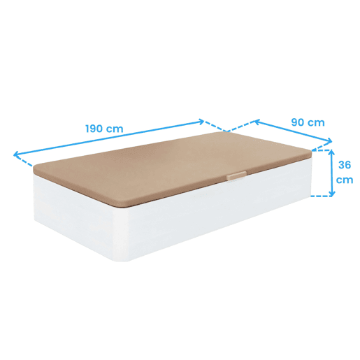 Sofá de quarto Reo 90x190 cm, branco, com abertura lateral, base estofada Sofá de quarto Reo 90x190 cm, branco, com abertura lateral, base estofada