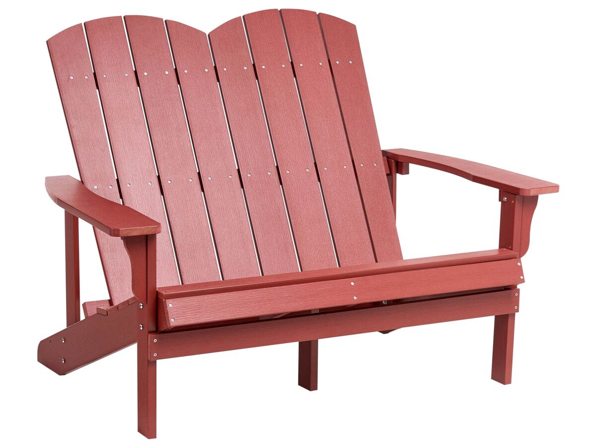 Beliani Banco Madera plástica Adirondack 125x73 Rojo