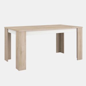 Mesa de jantar fixa Azzaro, mesa de sala de estar em carvalho japonês e branco fosco, 158x76x88 cm