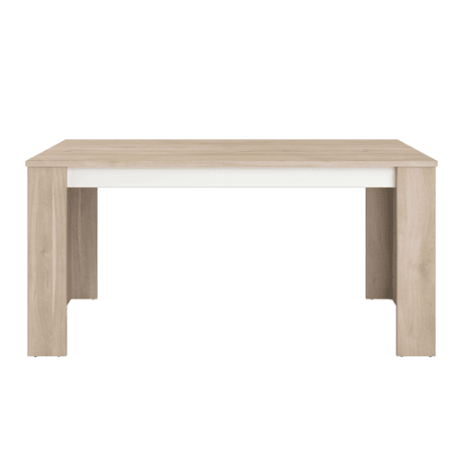 Mesa de jantar fixa Azzaro, mesa de sala de estar em carvalho japonês e branco fosco, 158x76x88 cm