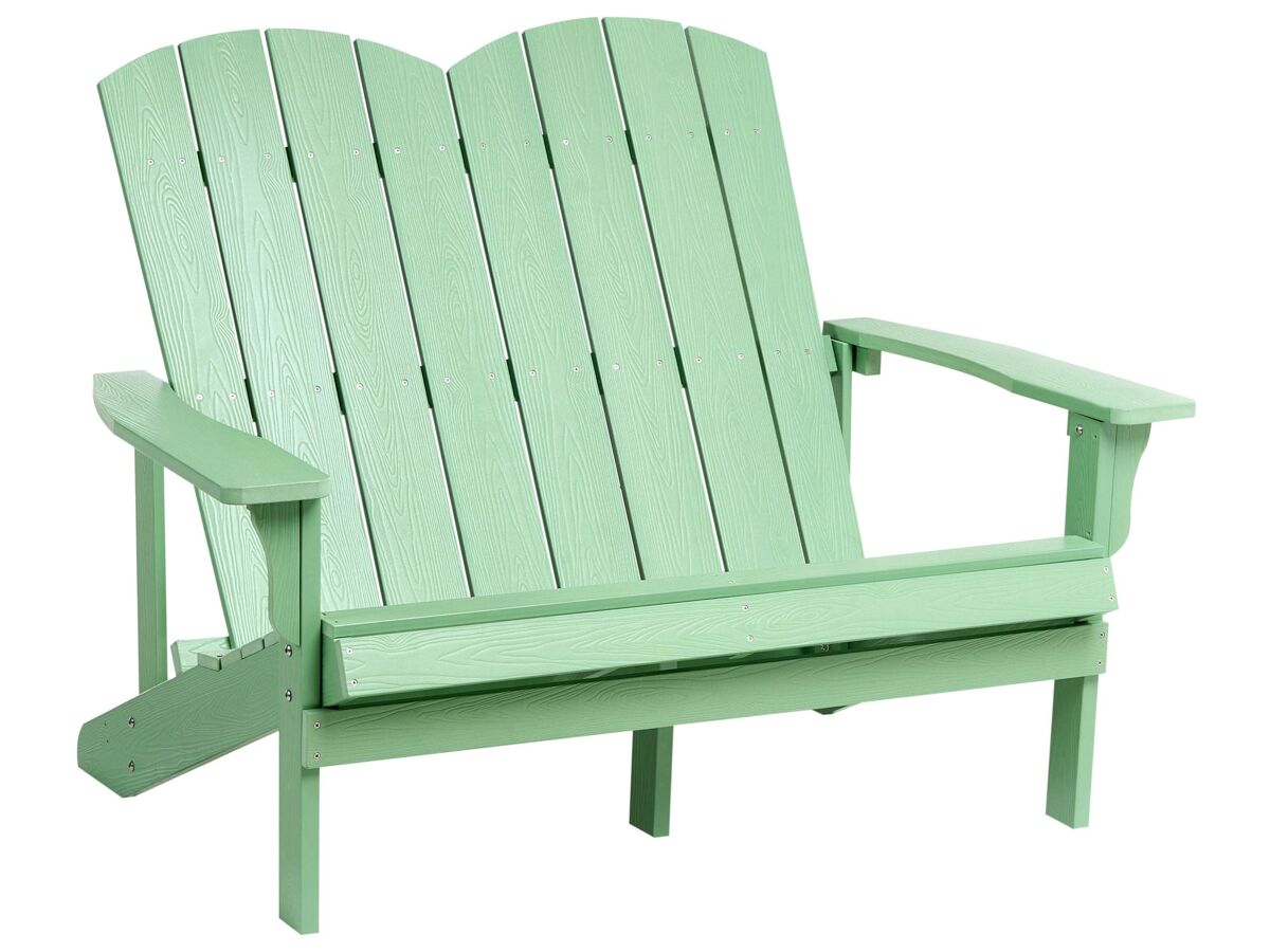 Beliani Banco Madera plástica Adirondack 125x73 Verde Claro