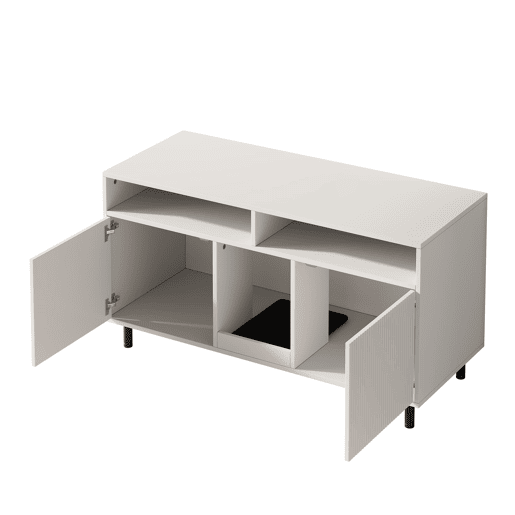 Armário para caixa de areia 120x50x66 cm - com tapete coletor e prateleiras - Branco
