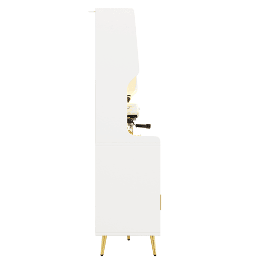 Aparador alto 145x39x171 cm - LED, App, gaveta, prateleira com painel perfurado - Branco