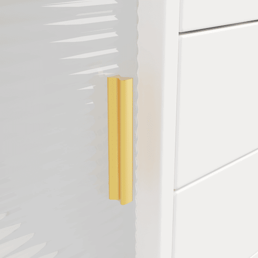 Aparador alto 145x39x171 cm - LED, App, gaveta, prateleira com painel perfurado - Branco