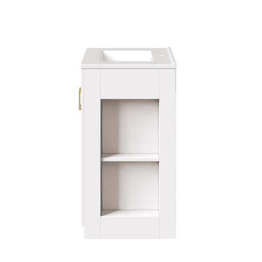 Móvel de lavatório 76,5x46,5x84,5 cm - 3 gavetas, prateleira lateral, fecho suave, cerâmica - Branco