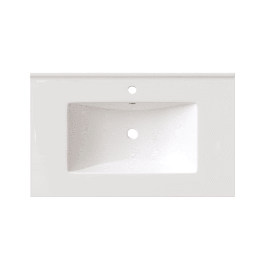 Móvel de lavatório 76,5x46,5x84,5 cm - 3 gavetas, prateleira lateral, fecho suave, cerâmica - Branco