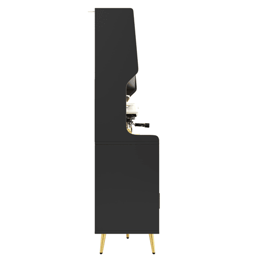 Aparador alto 145x39x171 cm - LED, App, gaveta, prateleira com painel perfurado - preto