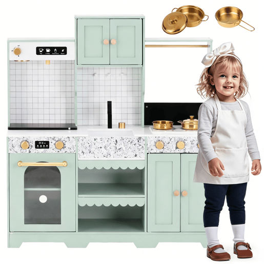 Cozinha de brinquedo para crianças maiores de 3 anos de mdf,verde