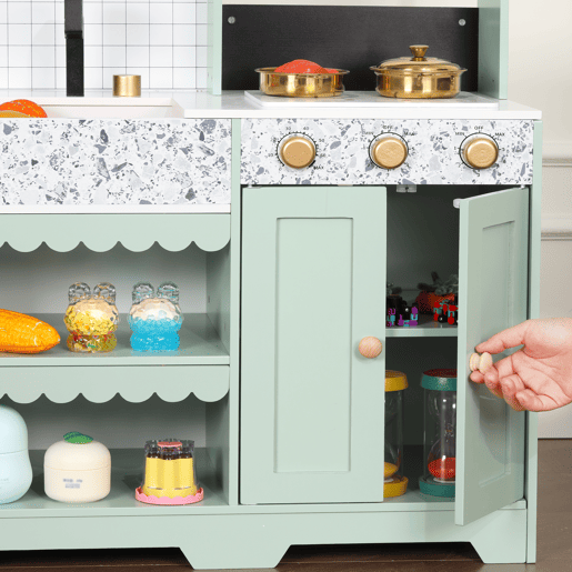 Cozinha de brinquedo para crianças maiores de 3 anos de mdf,verde