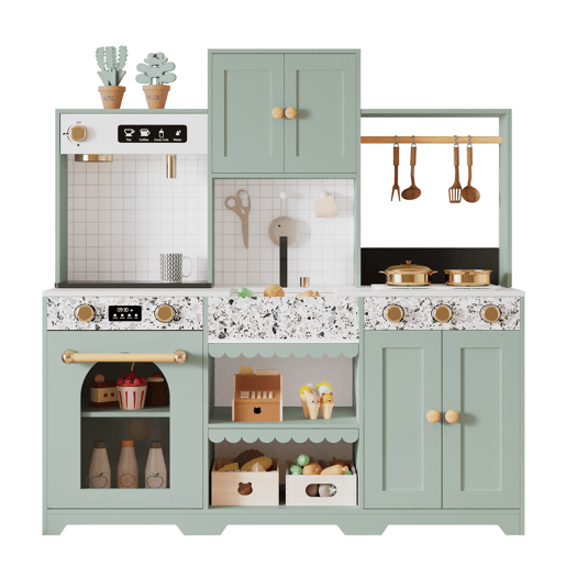 Cozinha de brinquedo para crianças maiores de 3 anos de mdf,verde