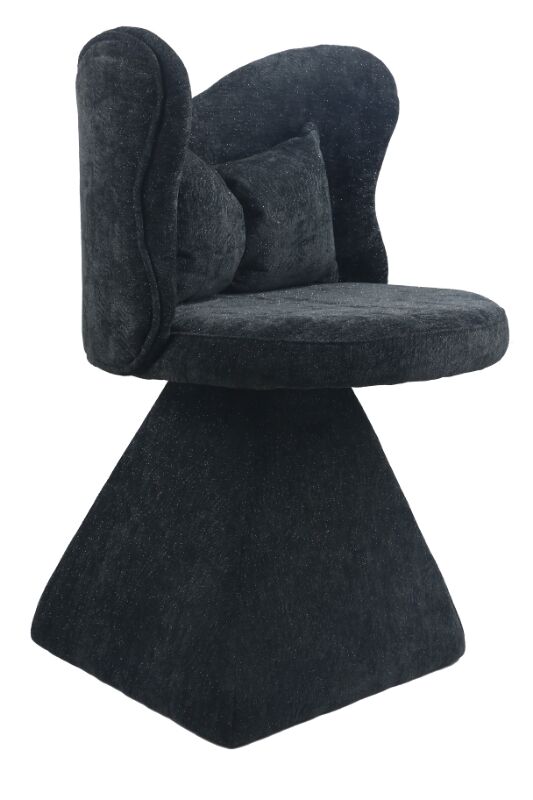 Silla tocador - respaldo mariposa, giratoria, para dormitorio y salón - negro