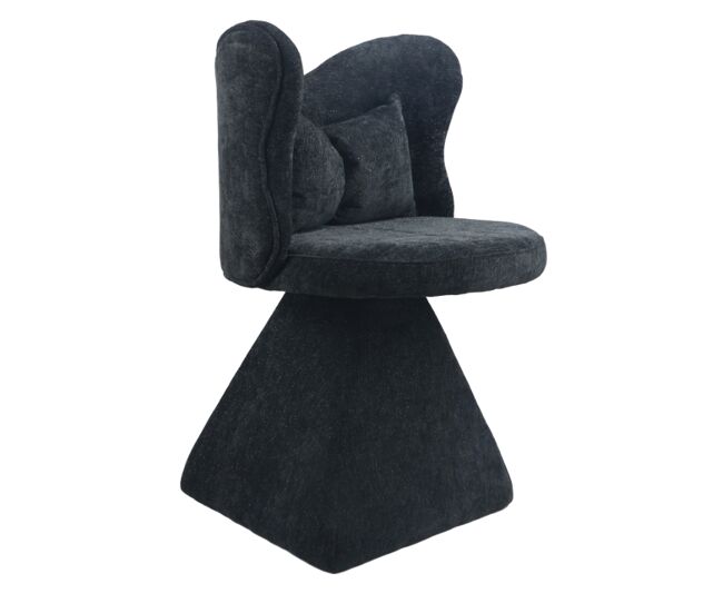 Silla tocador - respaldo mariposa, giratoria, para dormitorio y salón - negro