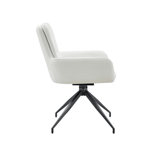 Cadeira giratória 2 unidades - design luxuoso e leve, PU branco, pernas metálicas pretas, 360° - brancopreto