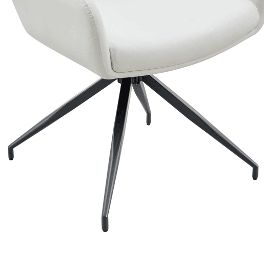 Cadeira giratória 2 unidades - design luxuoso e leve, PU branco, pernas metálicas pretas, 360° - brancopreto