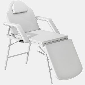 HOMCOM Marquesa de Massagem Dobrável Portátil de 3 Secções com Encosto e Suporte para Pernas Ajustáveis Apoio de Cabeça Removível Apoios de Braços Acolchoados para Spa 182x82 cm Branco