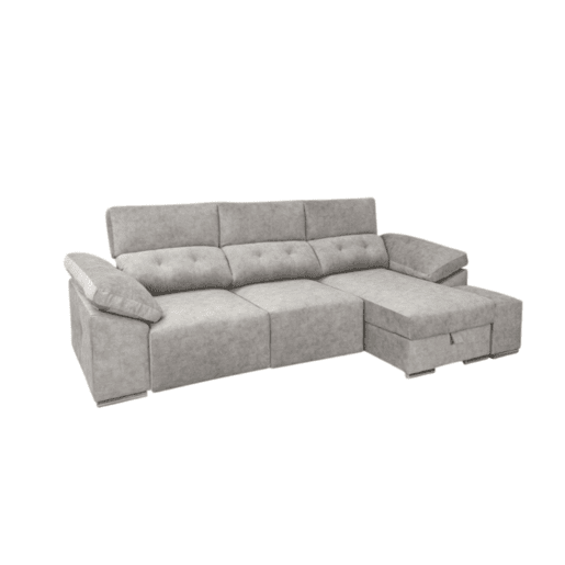 Chaise longue Montecarlo com pufes, cinza, lado direito