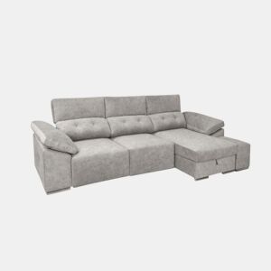 Chaise longue Montecarlo com pufes, cinza, lado direito