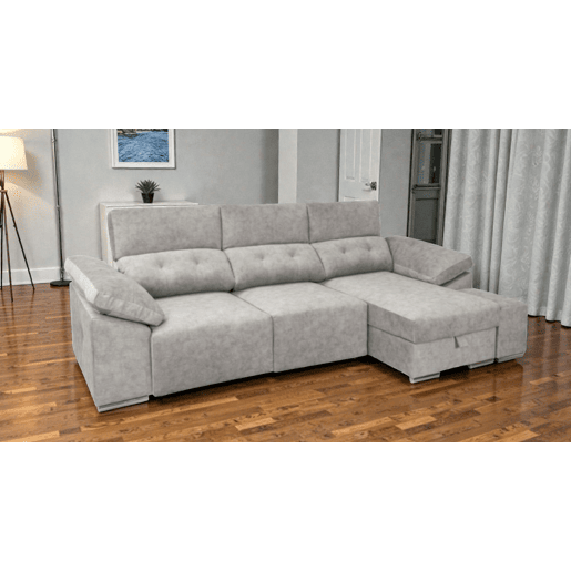 Chaise longue Montecarlo com pufes, cinza, lado direito