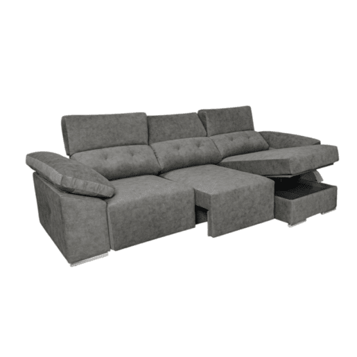 Sofá chaise longue Montecarlo com pufes Marengo, lado direito.