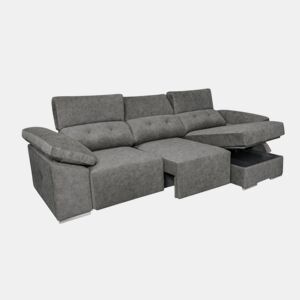 Sofá chaise longue Montecarlo com pufes Marengo, lado direito.