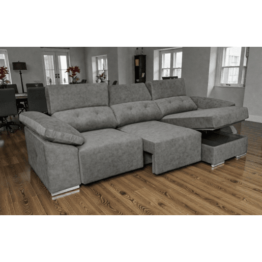Sofá chaise longue Montecarlo com pufes Marengo, lado direito.