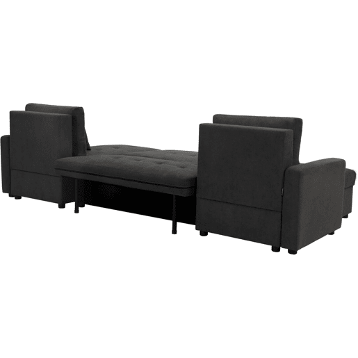 Sofá panorâmico convertível Antoine de 5 lugares com compartimentos de arrumação - Cinza Escuro