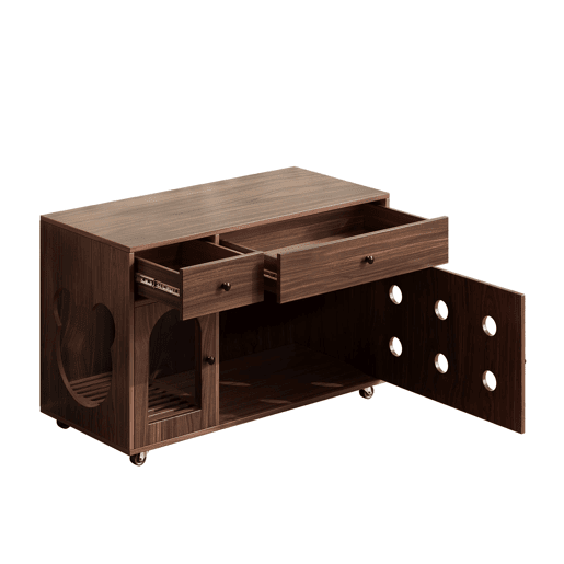 Armário para caixa de areia 100x45x66 cm - com tabuleiro removível e isolante de odores - Nogal