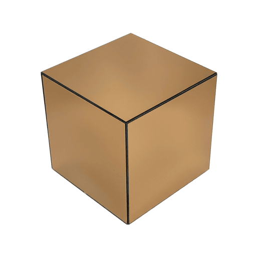 Mesa de apoio cubo espelho, 35cm, Mirage, Ambre, 35x35x36 cm