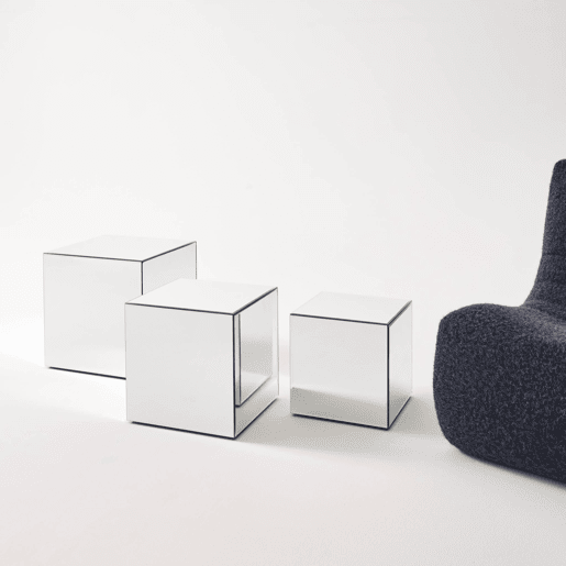 Mesa de apoio cubo espelho, 35cm, Mirage, Transparent, 35x35x36 cm Mesa de apoio cubo espelho, 35cm, Mirage, Transparent, 35x35x36 cm