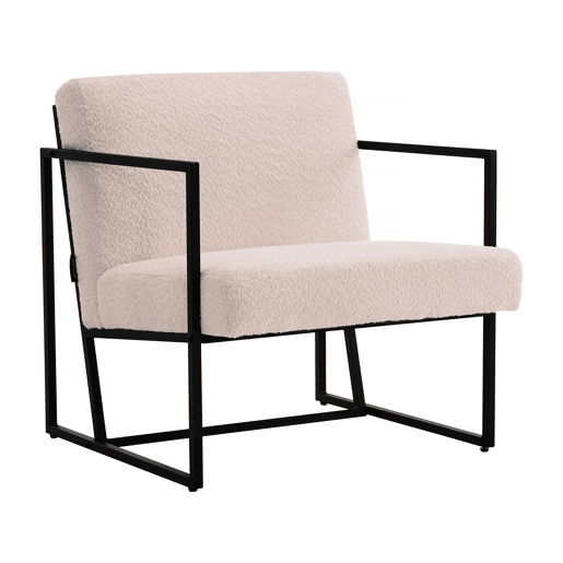 Poltrona Kennedy em veludo e metal - 73,5 x 75,5 x 81 cm - Creme