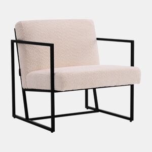 Poltrona Kennedy em veludo e metal - 73,5 x 75,5 x 81 cm - Creme