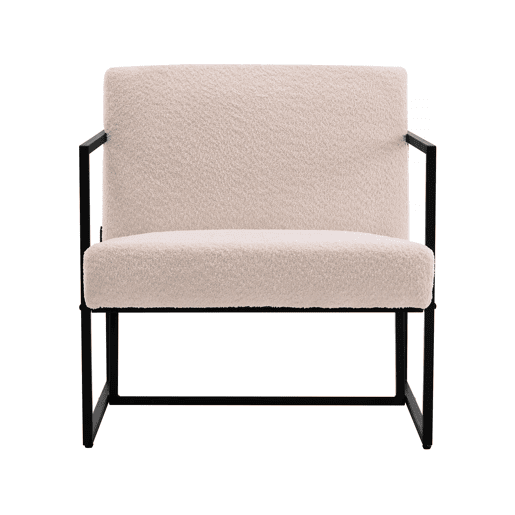 Poltrona Kennedy em veludo e metal - 73,5 x 75,5 x 81 cm - Creme