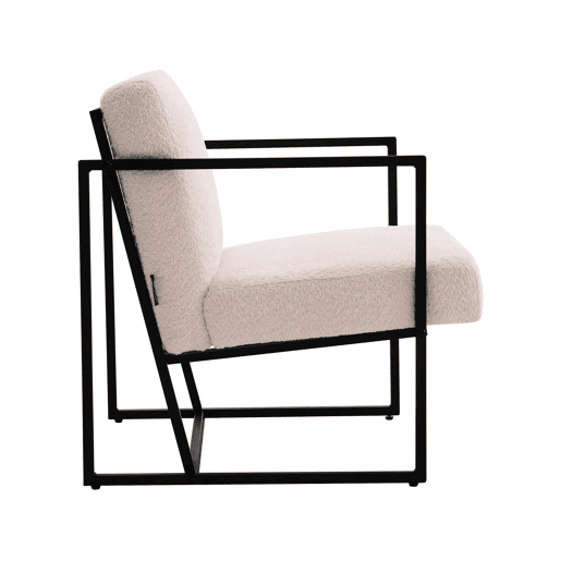 Poltrona Kennedy em veludo e metal - 73,5 x 75,5 x 81 cm - Creme