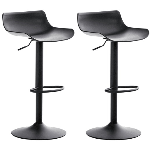 Conjunto de 2 banquetas giratórias de design moderno em plástico preto 10_0000317