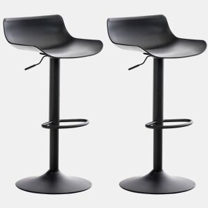 Conjunto de 2 banquetas giratórias de design moderno em plástico preto 10_0000317