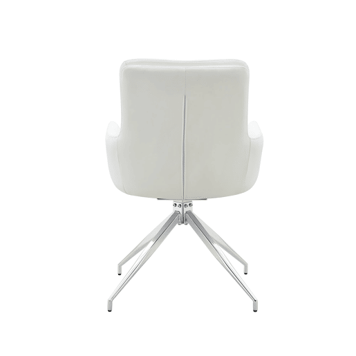 Cadeira giratória 2 unidades - Design luxuoso e leve, giratória em 360°, PU branco + pernas em metal prateado