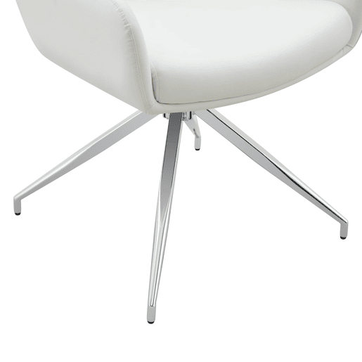 Cadeira giratória 2 unidades - Design luxuoso e leve, giratória em 360°, PU branco + pernas em metal prateado